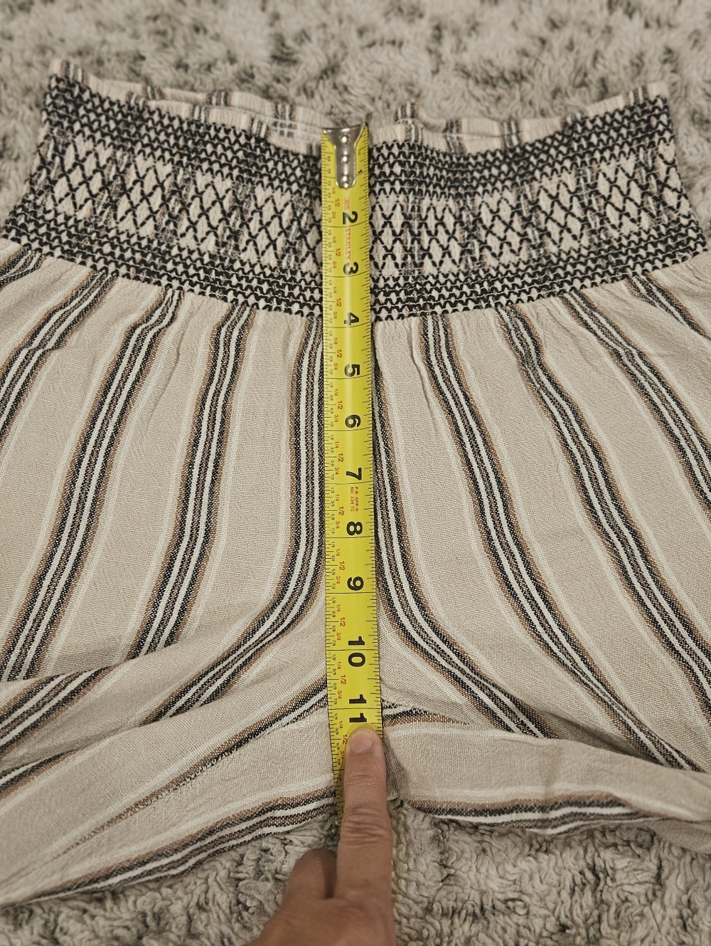 Indigo Rein SZ M Linen Blend Wide Leg Pull On Boho Beachy Pants Shirred Waist - Picture 8 of 11